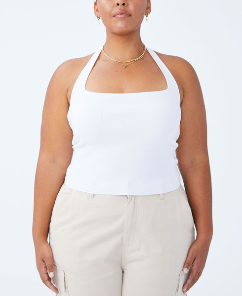 Trendy Plus Size Active Summer Knit Twist Back Vestlette Top